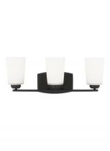 Generation Lighting Seagull 4428903-112 - Franport transitional 3-light indoor dimmable bath vanity wall sconce in midnight black finish with
