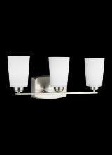 Generation Lighting Seagull 4428903-962 - Franport transitional 3-light indoor dimmable bath vanity wall sconce in brushed nickel silver finis