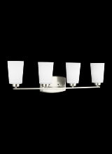 Generation Lighting Seagull 4428904-962 - Franport transitional 4-light indoor dimmable bath vanity wall sconce in brushed nickel silver finis