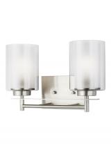 Generation Lighting Seagull 4437302-962 - Elmwood Park traditional 2-light indoor dimmable bath vanity wall sconce in brushed nickel silver fi