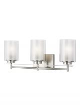 Generation Lighting Seagull 4437303-962 - Elmwood Park traditional 3-light indoor dimmable bath vanity wall sconce in brushed nickel silver fi