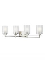 Generation Lighting Seagull 4437304-962 - Elmwood Park traditional 4-light indoor dimmable bath vanity wall sconce in brushed nickel silver fi