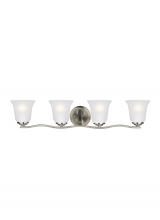 Generation Lighting Seagull 4439004-962 - Emmons traditional 4-light indoor dimmable bath vanity wall sconce in brushed nickel silver finish w