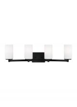Generation Lighting Seagull 4439104-112 - Hettinger traditional indoor dimmable 4-light wall bath sconce in a midnight black finish with etche