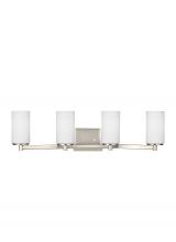 Generation Lighting Seagull 4439104-962 - Hettinger transitional 4-light indoor dimmable bath vanity wall sconce in brushed nickel silver fini