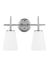 Generation Lighting Seagull 4440402-05 - Driscoll contemporary 2-light indoor dimmable bath vanity wall sconce in chrome silver finish with c