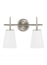 Generation Lighting Seagull 4440402-962 - Driscoll contemporary 2-light indoor dimmable bath vanity wall sconce in brushed nickel silver finis