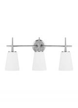 Generation Lighting Seagull 4440403-05 - Driscoll contemporary 3-light indoor dimmable bath vanity wall sconce in chrome silver finish with c