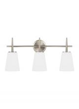 Generation Lighting Seagull 4440403-962 - Driscoll contemporary 3-light indoor dimmable bath vanity wall sconce in brushed nickel silver finis