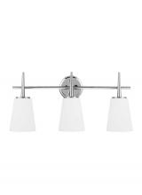 Generation Lighting Seagull 4440403EN3-05 - Driscoll contemporary 3-light LED indoor dimmable bath vanity wall sconce in chrome silver finish wi