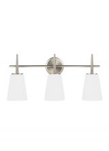 Generation Lighting Seagull 4440403EN3-962 - Driscoll contemporary 3-light LED indoor dimmable bath vanity wall sconce in brushed nickel silver f