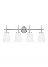 Generation Lighting Seagull 4440404-05 - Driscoll contemporary 4-light indoor dimmable bath vanity wall sconce in chrome silver finish with c