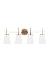 Generation Lighting Seagull 4440404-848 - Driscoll contemporary 4-light indoor dimmable bath vanity wall sconce in satin brass gold finish wit