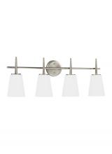 Generation Lighting Seagull 4440404-962 - Driscoll contemporary 4-light indoor dimmable bath vanity wall sconce in brushed nickel silver finis