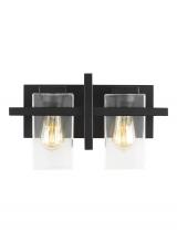 Generation Lighting Seagull 4441502-112 - Mitte transitional 2-light indoor dimmable bath vanity wall sconce in midnight black finish with cle