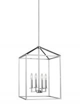Generation Lighting Seagull 5115004-05 - Perryton transitional 4-light indoor dimmable medium ceiling pendant hanging chandelier light in chr