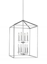 Generation Lighting Seagull 5115008-05 - Perryton transitional 8-light indoor dimmable large ceiling pendant hanging chandelier light in chro