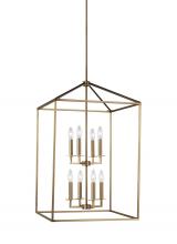 Generation Lighting Seagull 5115008-848 - Perryton transitional 8-light indoor dimmable large ceiling pendant hanging chandelier light in sati