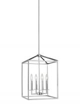 Generation Lighting Seagull 5215004-05 - Perryton transitional 4-light indoor dimmable small ceiling pendant hanging chandelier light in chro
