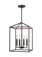 Generation Lighting Seagull 5215004-710 - Perryton transitional 4-light indoor dimmable small ceiling pendant hanging chandelier light in bron