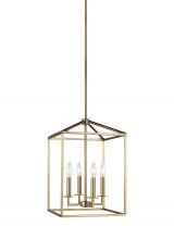 Generation Lighting Seagull 5215004-848 - Perryton transitional 4-light indoor dimmable small ceiling pendant hanging chandelier light in sati