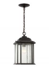 Generation Lighting Seagull 60031-746 - Kent traditional 1-light outdoor exterior ceiling hanging pendant in oxford bronze finish with clear