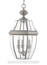 Generation Lighting Seagull 6039-965 - Lancaster traditional 3-light outdoor exterior pendant in antique brushed nickel silver finish with