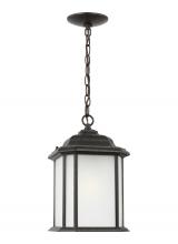 Generation Lighting Seagull 60531-746 - Kent traditional 1-light outdoor exterior ceiling hanging pendant in oxford bronze finish with satin
