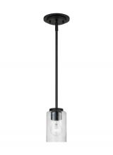 Generation Lighting Seagull 61170-112 - Oslo indoor dimmable 1-light mini pendant in a midnight black finish with a clear seeded glass shade