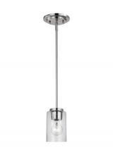 Generation Lighting Seagull 61170-962 - Oslo indoor dimmable 1-light mini pendant in a brushed nickel finish with a clear seeded glass shade