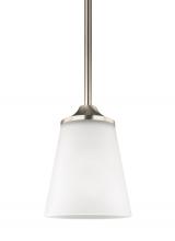 Generation Lighting Seagull 6124501EN3-962 - Hanford traditional 1-light LED indoor dimmable ceiling hanging single pendant light in brushed nick