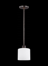 Generation Lighting Seagull 6128801-710 - Canfield modern 1-light indoor dimmable ceiling hanging single pendant light in bronze finish with e