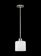 Generation Lighting Seagull 6128801-962 - Canfield modern 1-light indoor dimmable ceiling hanging single pendant light in brushed nickel silve