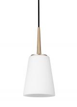 Generation Lighting Seagull 6140401-848 - Driscoll contemporary 1-light indoor dimmable ceiling hanging single pendant light in satin brass go