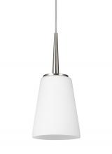 Generation Lighting Seagull 6140401-962 - Driscoll contemporary 1-light indoor dimmable ceiling hanging single pendant light in brushed nickel