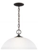 Generation Lighting Seagull 6516501-710 - Geary transitional 1-light indoor dimmable ceiling hanging single pendant light in bronze finish wit