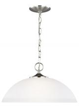Generation Lighting Seagull 6516501-962 - Geary transitional 1-light indoor dimmable ceiling hanging single pendant light in brushed nickel si