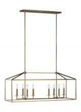 Generation Lighting Seagull 6615008-848 - Perryton transitional 8-light indoor dimmable linear ceiling chandelier pendant light in satin brass