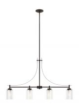 Generation Lighting Seagull 6637304-710 - Elmwood Park traditional 4-light indoor dimmable linear ceiling chandelier pendant light in bronze f