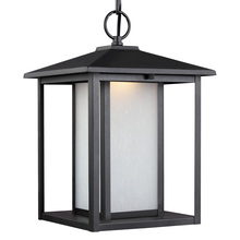 Generation Lighting Seagull 6902997S-12 - Hunnington contemporary 1-light outdoor exterior led outdoor pendant in black finish with etched see