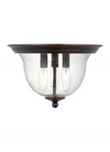 Generation Lighting Seagull 7514503-710 - Belton transitional 3-light indoor dimmable ceiling flush mount in bronze finish with clear seeded g
