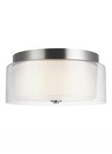 Generation Lighting Seagull 7537302-962 - Elmwood Park traditional 2-light indoor dimmable ceiling semi-flush mount in brushed nickel silver f