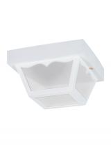 Generation Lighting Seagull 7567-15 - Outdoor Ceiling traditional 1-light outdoor exterior ceiling flush mount in white finish with clear