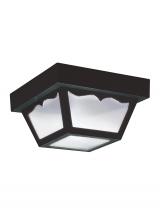 Generation Lighting Seagull 7567-32 - Outdoor Ceiling traditional 1-light outdoor exterior ceiling flush mount in black finish with clear
