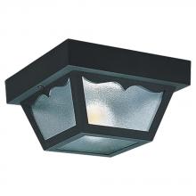 Generation Lighting Seagull 7569-32 - Outdoor Ceiling traditional 2-light outdoor exterior ceiling flush mount in black finish with clear