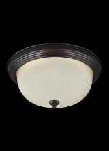 Generation Lighting Seagull 77063-710 - Geary transitional 1-light indoor dimmable ceiling flush mount fixture in bronze finish with amber s