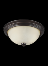 Generation Lighting Seagull 77064-710 - Geary transitional 2-light indoor dimmable ceiling flush mount fixture in bronze finish with amber s