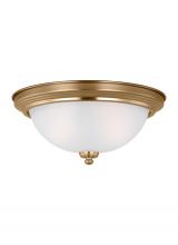 Generation Lighting Seagull 77064-848 - Geary traditional indoor dimmable 2-light ceiling flush mount in satin brass with a satin etched gla