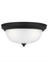 Generation Lighting Seagull 77065-112 - Geary transitional 3-light indoor dimmable ceiling flush mount fixture in midnight black finish with
