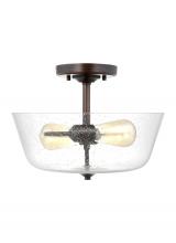 Generation Lighting Seagull 7714502-710 - Belton transitional 2-light indoor dimmable ceiling semi-flush mount in bronze finish with clear see
